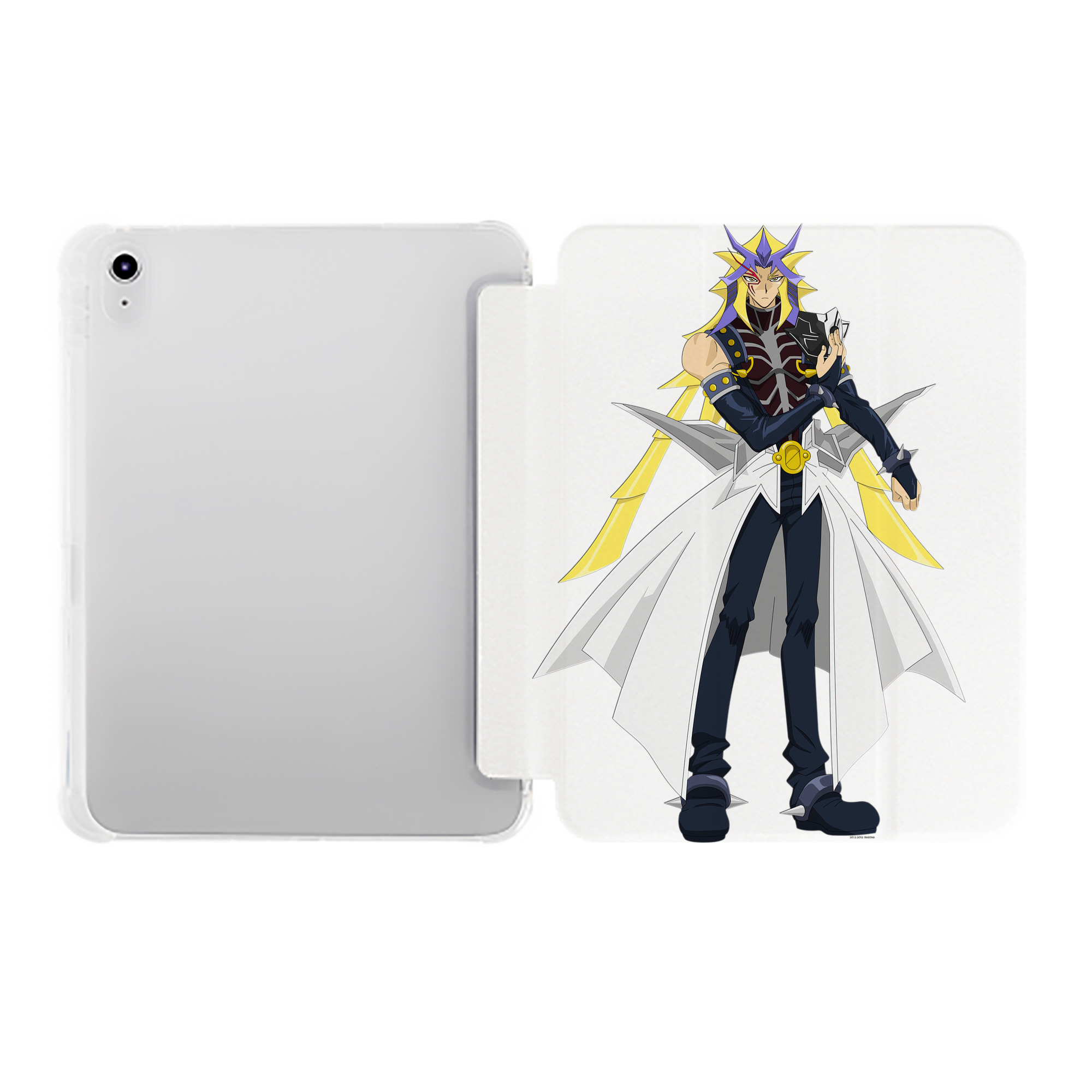 （画像用） 遊☆戯☆王 Yu-Gi-Oh! IPad ケース ペン収納付き 三つ折りスタンド PUレザー×シリコン 対応機種9.5/10.5/10.9インチ